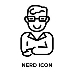 Nerd icon vector isolated on white background, Nerd sign , linear and stroke elements in outline style