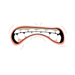 Mouth expressions vector, cute cartoon facial gestures with pouting lips smiling sticking out tongue illustration