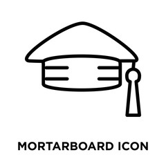 Mortarboard icon vector isolated on white background, Mortarboard sign , linear and stroke elements in outline style