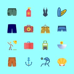 16 beach icons set