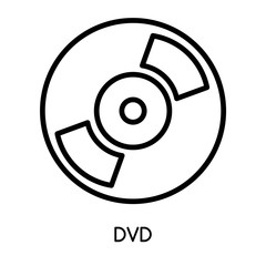 DVD icon vector isolated on white background, DVD sign , line or linear design elements in outline style
