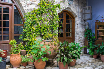 Obraz na płótnie Canvas The patio of traditional house in a Cypriot village.