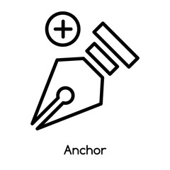 Anchor icon vector isolated on white background, Anchor sign , line or linear design elements in outline style