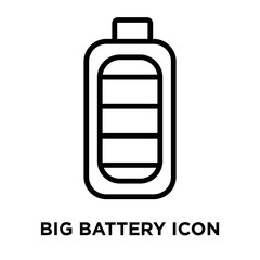 Big Battery icon vector isolated on white background, Big Battery sign , linear and stroke elements in outline style
