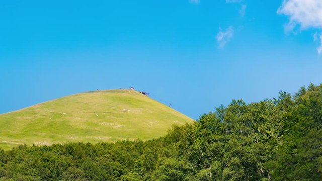 Mountains in summertime landscape blue sky and clouds, Terminillo Italy time lapse