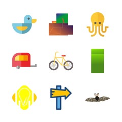nature vector icons set. energy set logo, bicycle, motorhome and bat in this set