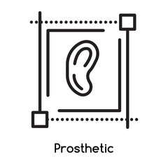 Prosthetic icon vector isolated on white background, Prosthetic sign , line or linear design elements in outline style
