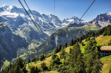 Cable Car View from Station Looking into the Beautiful Swiss Valley