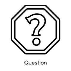 Question icon vector isolated on white background, Question sign , line or linear design elements in outline style
