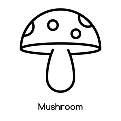 Mushroom icon vector isolated on white background, Mushroom sign , line or linear design elements in outline style