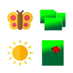 summer vector icons set. butterfly, lady bug, leaf and sun in this set