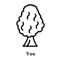 Tree icon vector isolated on white background, Tree sign , line or linear design elements in outline style