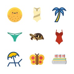 9 tropical icons set
