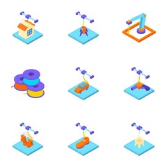 Create a home icons set. Isometric set of 9 create a home vector icons for web isolated on white background