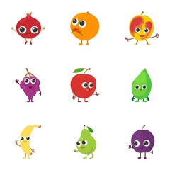 Berry area icons set. Cartoon set of 9 berry area vector icons for web isolated on white background