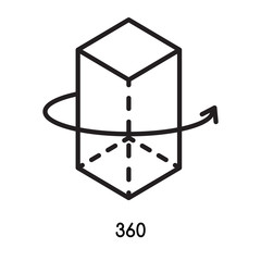 360 icon vector isolated on white background, 360 sign , line or linear design elements in outline style