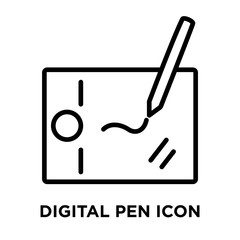 Digital Pen icon vector isolated on white background, Digital Pen sign , linear and stroke elements in outline style