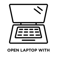 Open Laptop with Shining Screen icon vector isolated on white background, Open Laptop with Shining Screen sign , linear and stroke elements in outline style