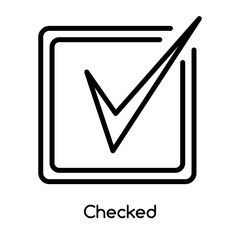 Checked icon vector isolated on white background, Checked sign , line or linear design elements in outline style