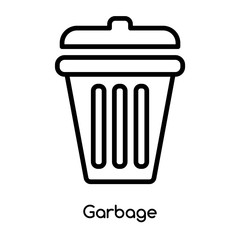 Garbage icon vector isolated on white background, Garbage sign , line or linear design elements in outline style