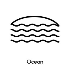 Ocean icon vector isolated on white background, Ocean sign , line or linear design elements in outline style