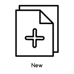 New icon vector isolated on white background, New sign , line or linear design elements in outline style