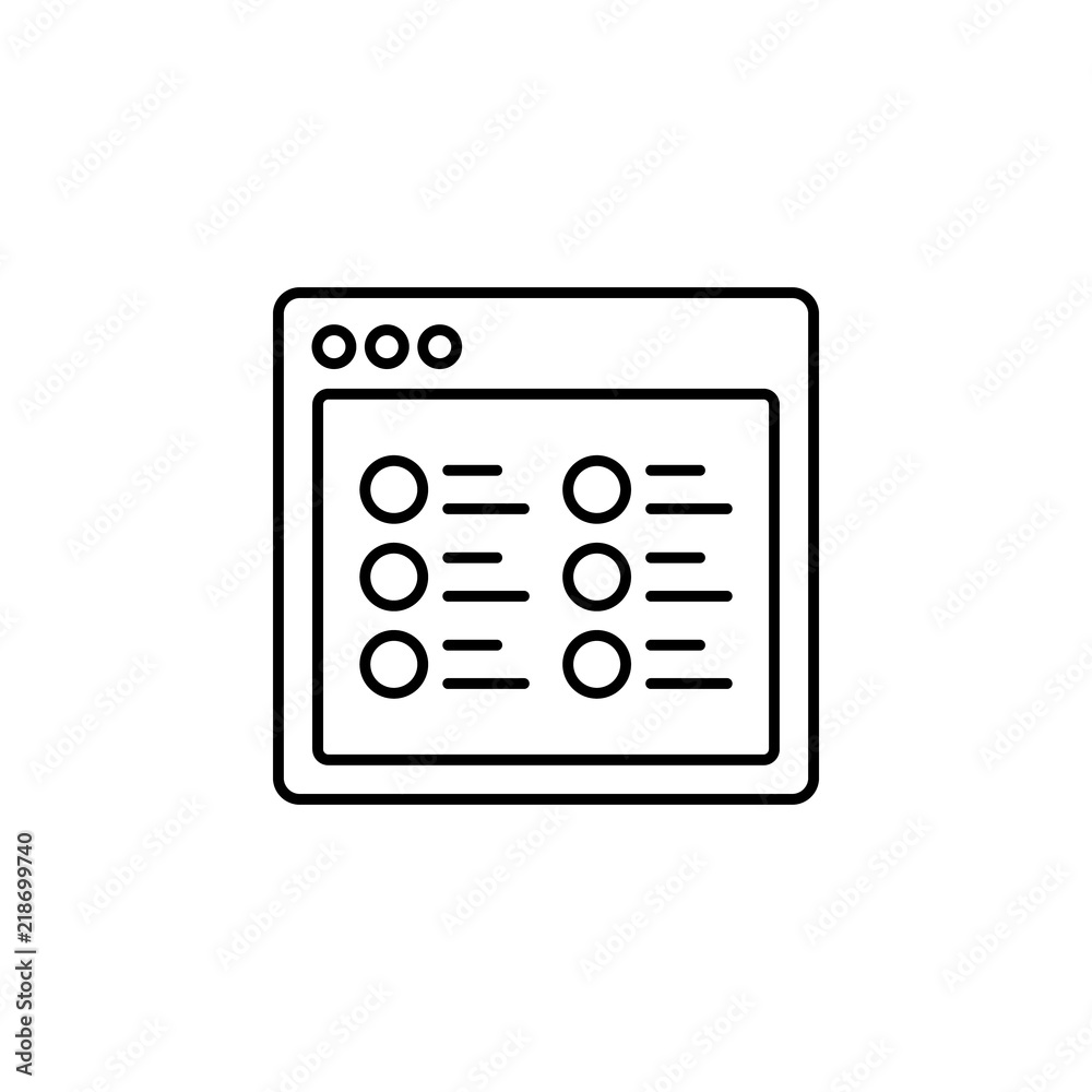 Poster browser circle list  multiple webpage icon. Element of internet browser for mobile concept and web apps icon. Thin line icon for website design and development, app development