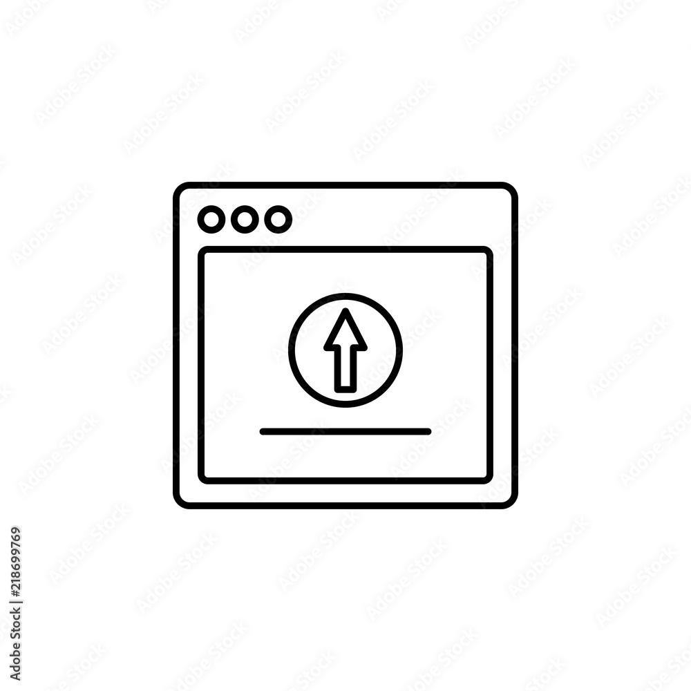 Poster browser upload webpage icon. element of internet browser for mobile concept and web apps icon. thin 