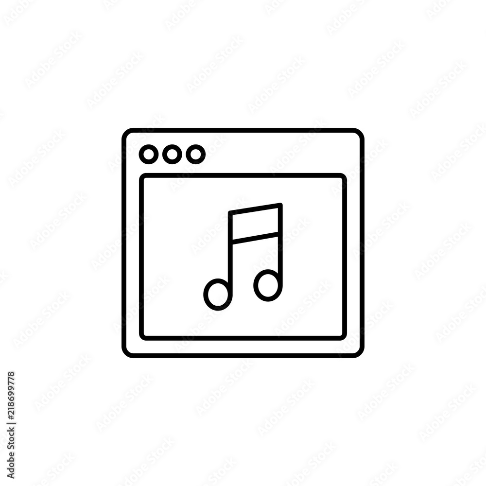 Poster browser music webpage icon. element of internet browser for mobile concept and web apps icon. thin l