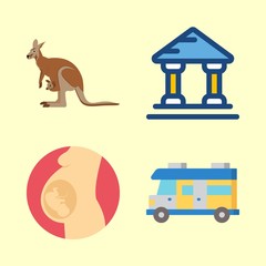 family vector icons set. museum, pregnancy, rv and kangaroo in this set