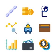 economy icons set. container, earnings, exterior and concept graphic works
