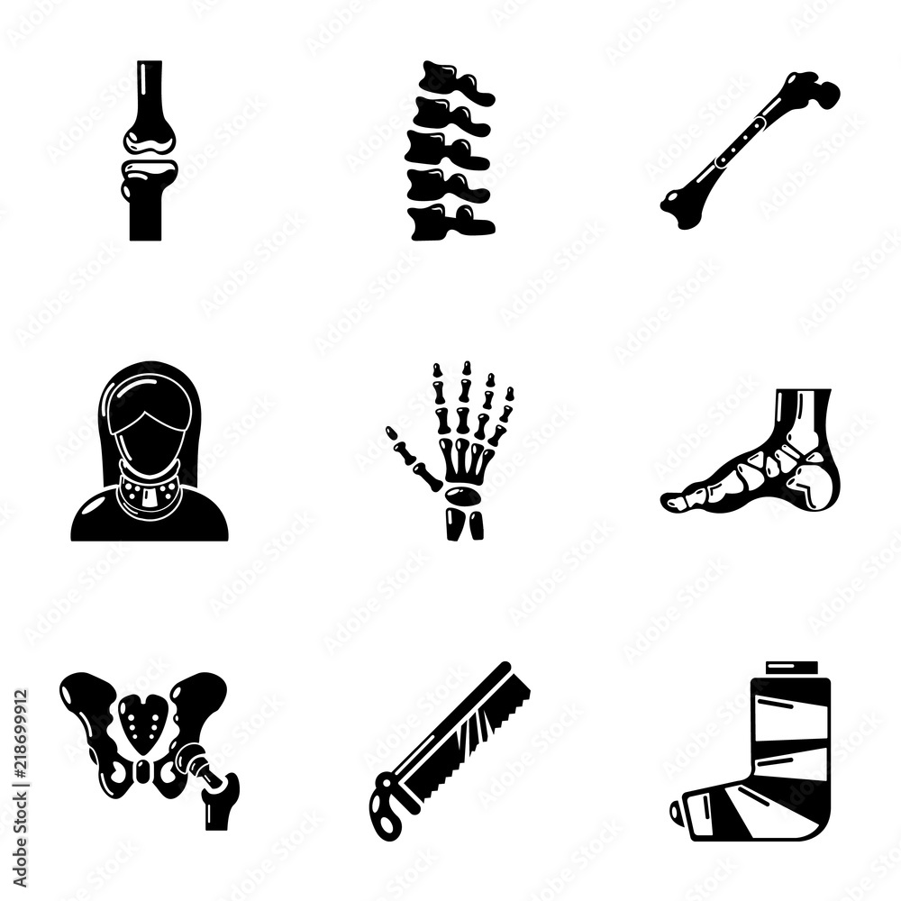 Poster artificial limb icons set. simple set of 9 artificial limb vector icons for web isolated on white ba