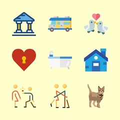 family vector icons set. hug, cat, love birds and relax in this set