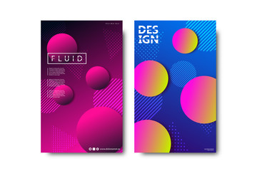 Vector set of realistic isolated brochure with liquid and lava lamp shapes design for decoration and covering on the white background.