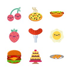 9 food icons set