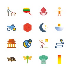 nature icons set. outer, hawaiian, ecosystem and tarmac graphic works