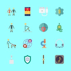 technology vector icons set. gear, watch, worldwide and microscope in this set