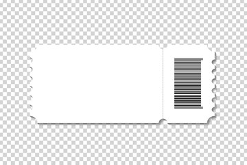 Vector realistic isolated cinema ticket template for decoration and covering on the transparent background.