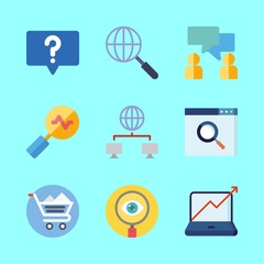 marketing vector icons set. chat, shopping cart, stats and conversation in this set