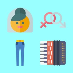 human icons set. equipment, player, wage and male graphic works