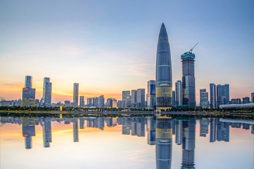 Obraz premium Guangdong, Hong Kong, Macau and Dawan District - Shenzhen Nanshan District Houhai CBD Building Skyline