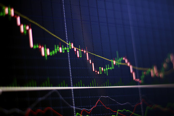 graph chart of stock market investment trading.