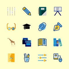 16 school icons set