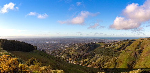The view over Christchurch city to the sea from Victoria Park on the Port Hills 