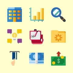 finance icons set. consumerism, brainstorming, seo and blue graphic works