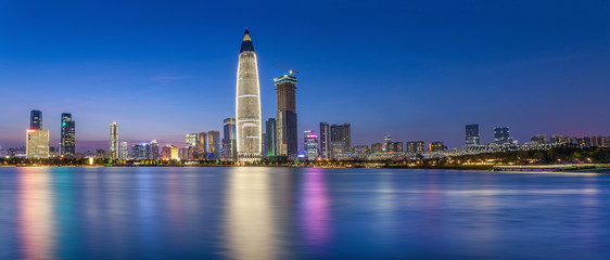 Naklejka premium Shenzhen Talent Park Night Panorama