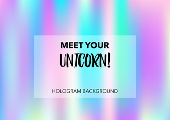 Magic Hologram Lights Vector Background. Soft Trendy Tender Pearlescent Rainbow Overlay. Rainbow Holographic Princess, Fairytale, Cute Girlie Paper. Unicorn Fairy Tale Rainbow Glitch Hologram Gradient