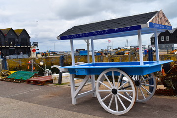 A medium-sized seaside town on the north Kent coast, Whitstable goes with oysters. Whitstable, Kent, UK