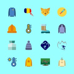 16 winter icons set