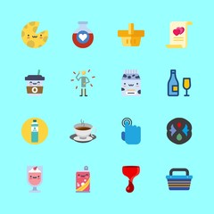 drink vector icons set. milkshake, water, potion and wine in this set